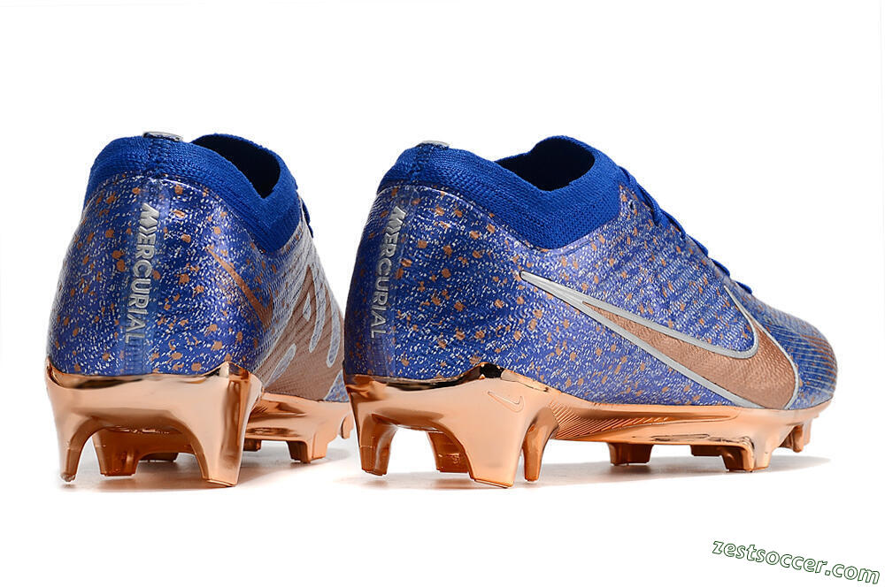 Nike Air Zoom Mercurial Vapor 15 Elite FG Low-Tops Soccer Cleats - Blue/Gold/Silver 6
