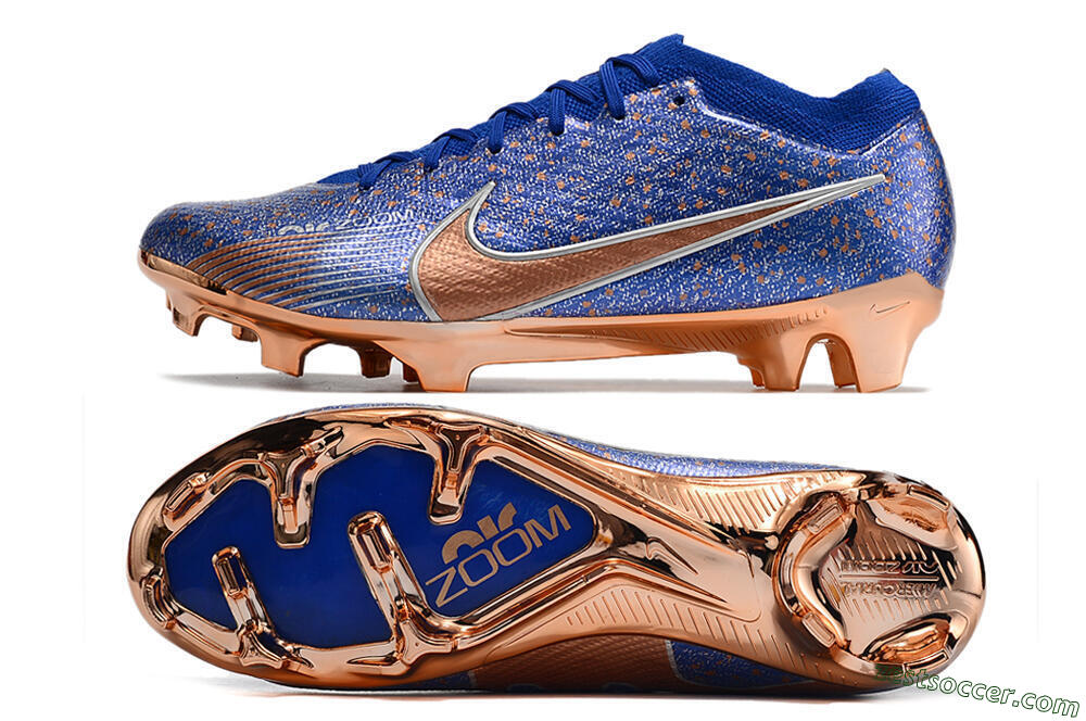 Nike Air Zoom Mercurial Vapor 15 Elite FG Low-Tops Soccer Cleats - Blue/Gold/Silver 1