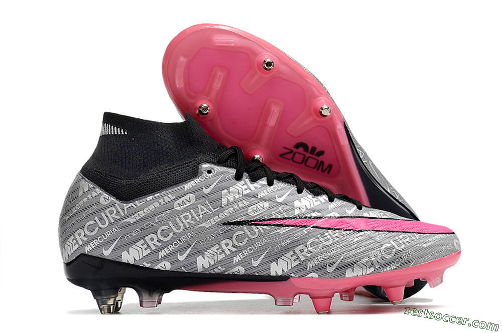 Nike Air Zoom Mercurial Superfly 9 Elite SG High-Tops Soccer Cleats - Silver/Black/Pink 0