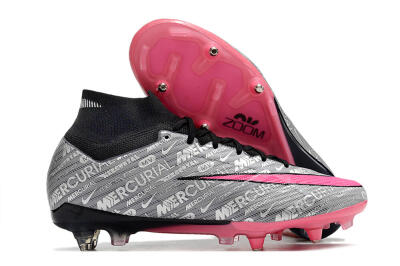 Nike Air Zoom Mercurial Superfly 9 Elite SG High-Tops Soccer Cleats - Silver/Black/Pink
