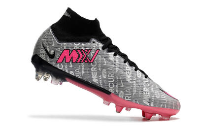 Nike Air Zoom Mercurial Superfly 9 Elite SG High-Tops Soccer Cleats - Silver/Black/Pink