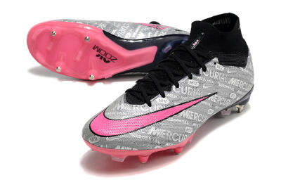 Nike Air Zoom Mercurial Superfly 9 Elite SG High-Tops Soccer Cleats - Silver/Black/Pink