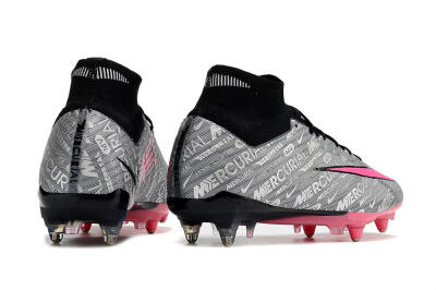 Nike Air Zoom Mercurial Superfly 9 Elite SG High-Tops Soccer Cleats - Silver/Black/Pink
