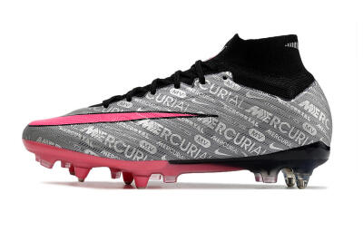 Nike Air Zoom Mercurial Superfly 9 Elite SG High-Tops Soccer Cleats - Silver/Black/Pink