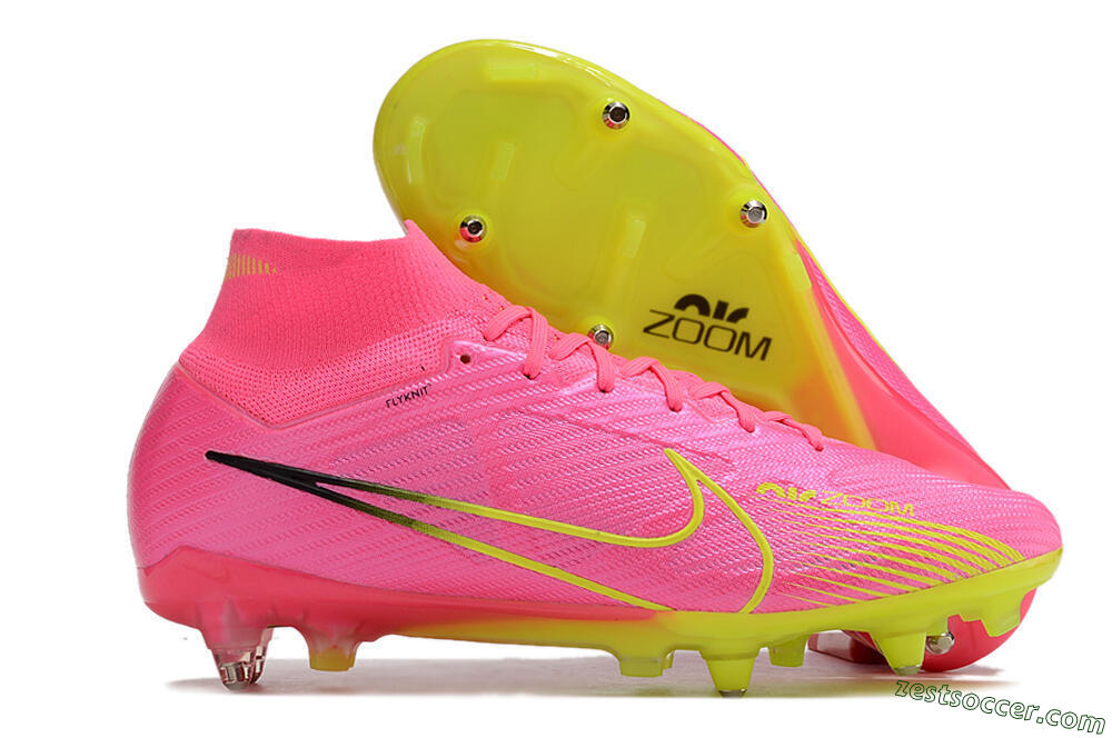 Nike Air Zoom Mercurial Superfly 9 Elite SG High-Tops Soccer Cleats - Pink/Green/Black 0