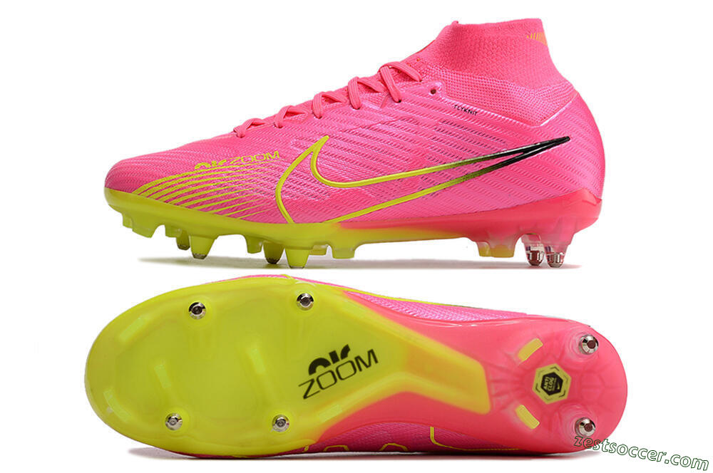 Nike Air Zoom Mercurial Superfly 9 Elite SG High-Tops Soccer Cleats - Pink/Green/Black 1
