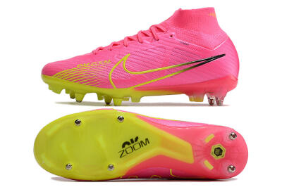 Nike Air Zoom Mercurial Superfly 9 Elite SG High-Tops Soccer Cleats - Pink/Green/Black