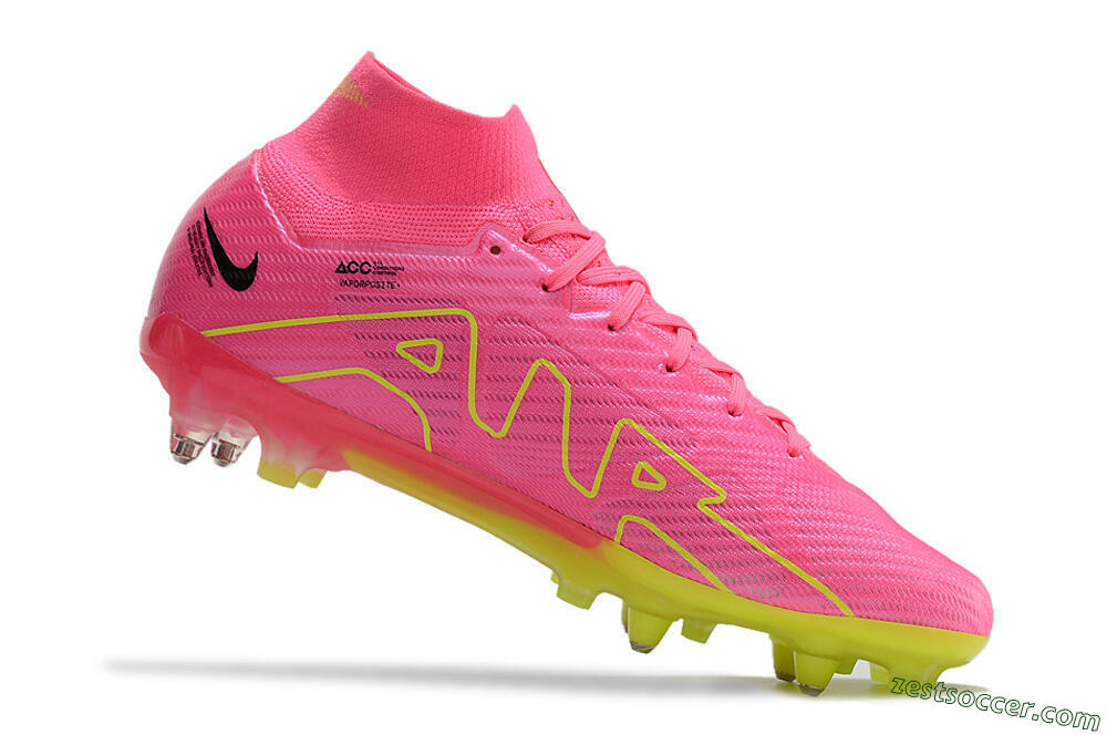 Nike Air Zoom Mercurial Superfly 9 Elite SG High-Tops Soccer Cleats - Pink/Green/Black 4