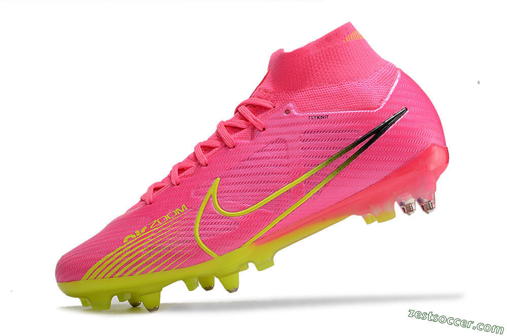 Nike Air Zoom Mercurial Superfly 9 Elite SG High-Tops Soccer Cleats - Pink/Green/Black 5