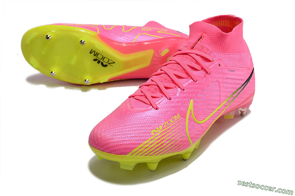 Nike Air Zoom Mercurial Superfly 9 Elite SG High-Tops Soccer Cleats - Pink/Green/Black 3