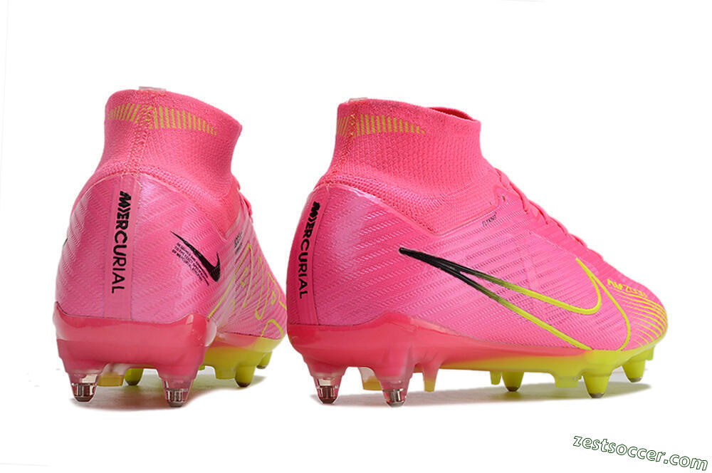 Nike Air Zoom Mercurial Superfly 9 Elite SG High-Tops Soccer Cleats - Pink/Green/Black 6