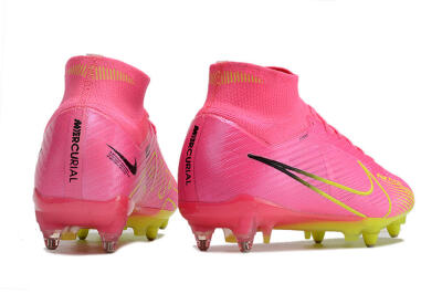 Nike Air Zoom Mercurial Superfly 9 Elite SG High-Tops Soccer Cleats - Pink/Green/Black