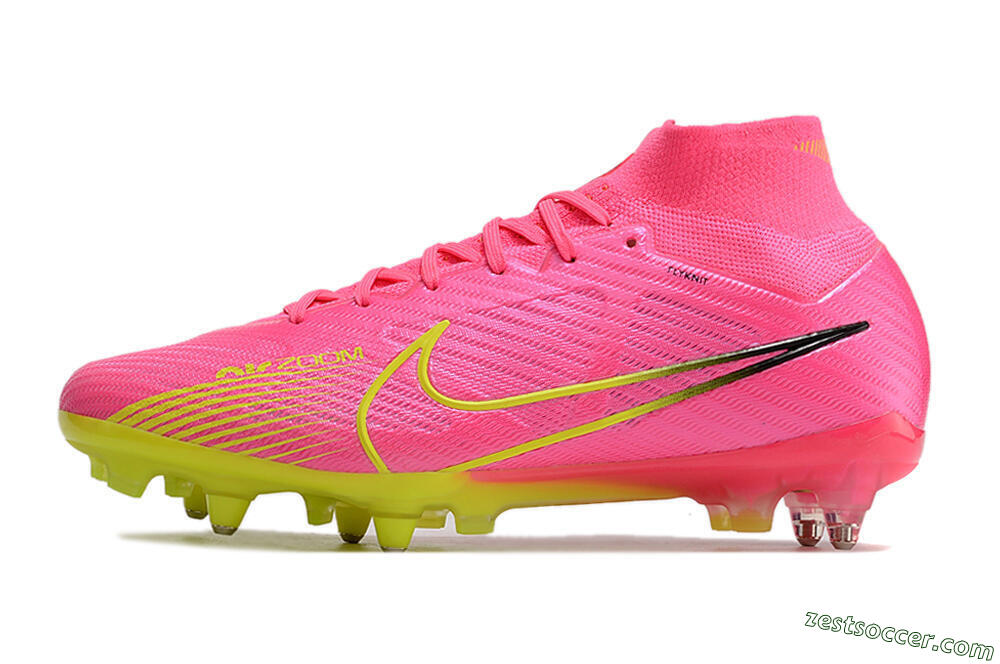 Nike Air Zoom Mercurial Superfly 9 Elite SG High-Tops Soccer Cleats - Pink/Green/Black 2