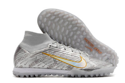 Nike Air Zoom Mercurial Superfly 9 Elite TF High-Tops Soccer Shoes - Silver/Gold