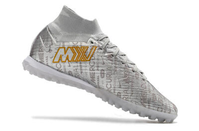 Nike Air Zoom Mercurial Superfly 9 Elite TF High-Tops Soccer Shoes - Silver/Gold