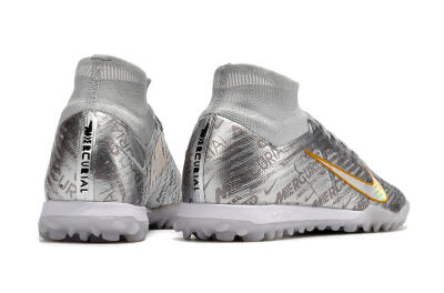 Nike Air Zoom Mercurial Superfly 9 Elite TF High-Tops Soccer Shoes - Silver/Gold