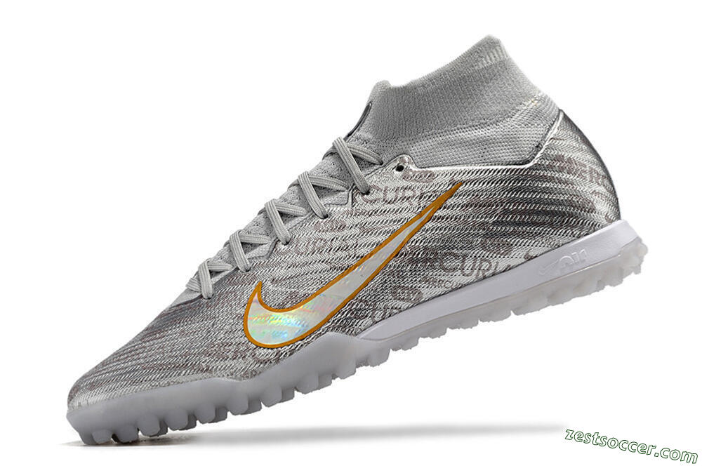 Nike Air Zoom Mercurial Superfly 9 Elite TF High-Tops Soccer Shoes - Silver/Gold 6