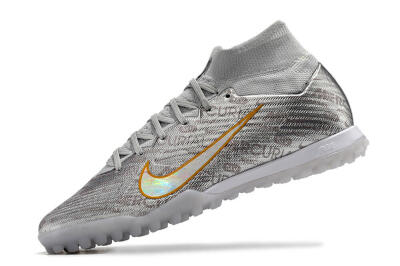 Nike Air Zoom Mercurial Superfly 9 Elite TF High-Tops Soccer Shoes - Silver/Gold