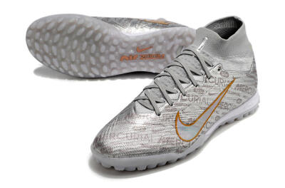 Nike Air Zoom Mercurial Superfly 9 Elite TF High-Tops Soccer Shoes - Silver/Gold