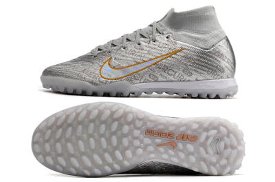 Nike Air Zoom Mercurial Superfly 9 Elite TF High-Tops Soccer Shoes - Silver/Gold
