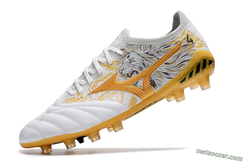 Mizuno Morelia Neo 3 Japan FG Low-Tops Soccer Cleats - White/Black/Gold 5