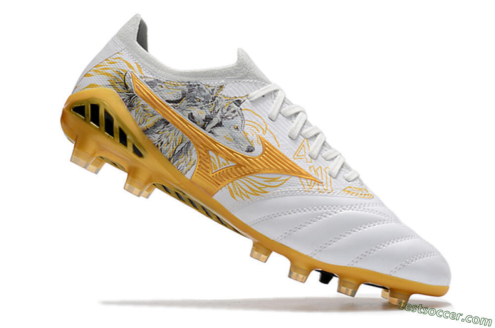 Mizuno Morelia Neo 3 Japan FG Low-Tops Soccer Cleats - White/Black/Gold 6