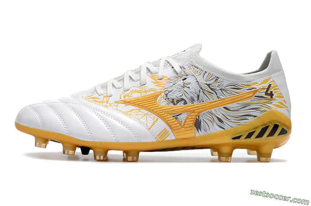 Mizuno Morelia Neo 3 Japan FG Low-Tops Soccer Cleats - White/Black/Gold 2