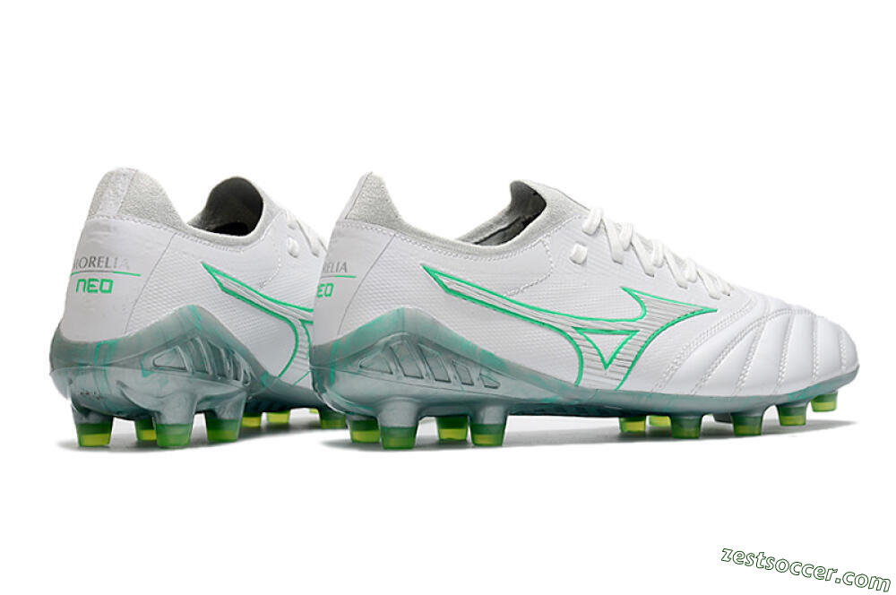 Mizuno Morelia Neo 3 Japan FG Low-Tops Soccer Cleats - White/Green 6