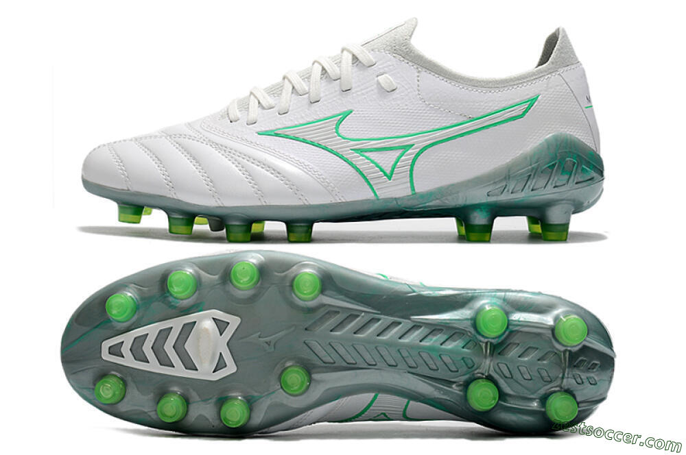 Mizuno Morelia Neo 3 Japan FG Low-Tops Soccer Cleats - White/Green 1