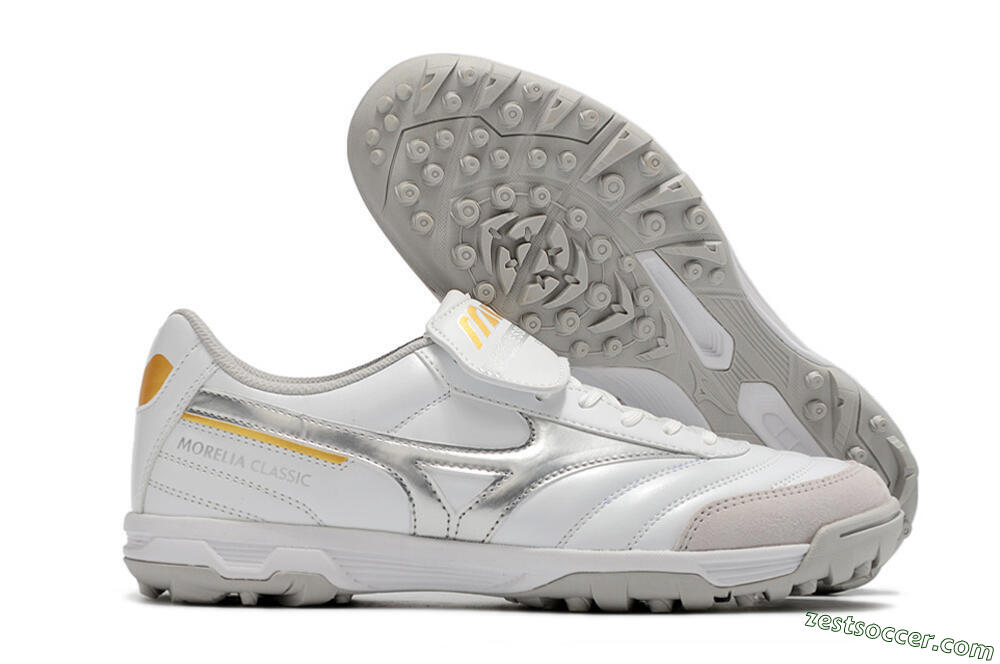 Mizuno Morelia Sala Classic TF Low-Tops Soccer Shoes - White/Silver 0