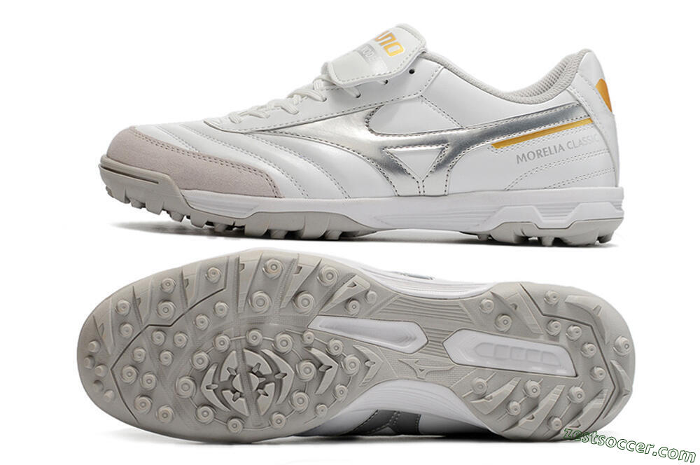 Mizuno Morelia Sala Classic TF Low-Tops Soccer Shoes - White/Silver 1