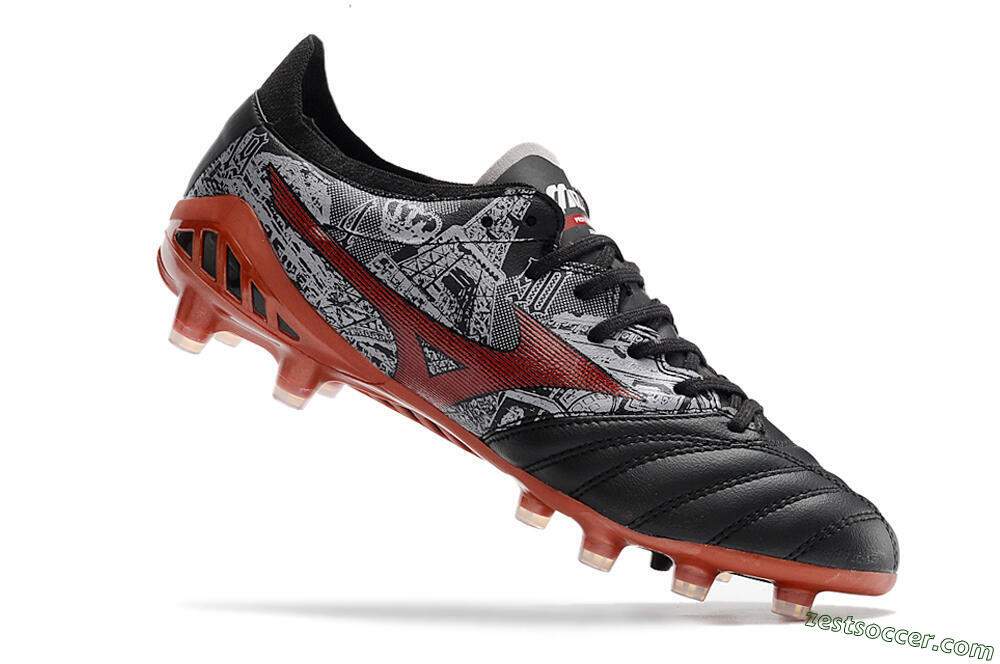 Mizuno Morelia Neo 3 Japan FG Low-Tops Soccer Cleats - Black/White/Red 5
