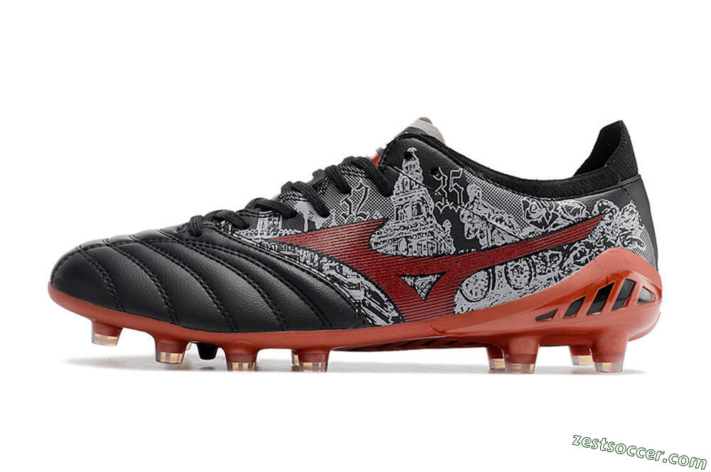 Mizuno Morelia Neo 3 Japan FG Low-Tops Soccer Cleats - Black/White/Red 2
