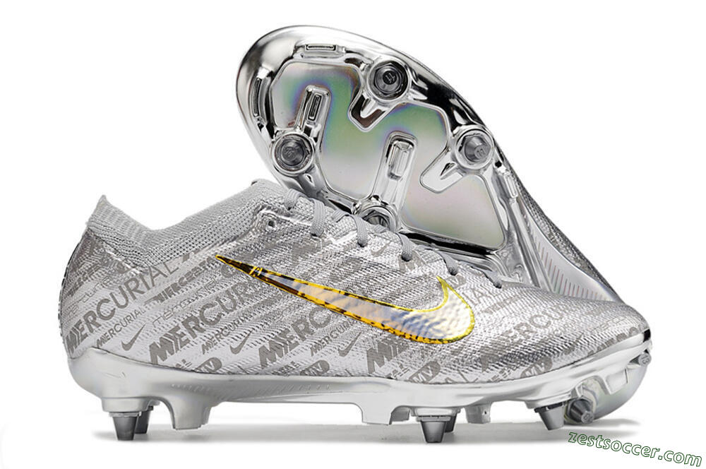 Nike Air Zoom Mercurial Vapor 15 Elite SG Low-Tops Soccer Cleats - Silver/Gold 0