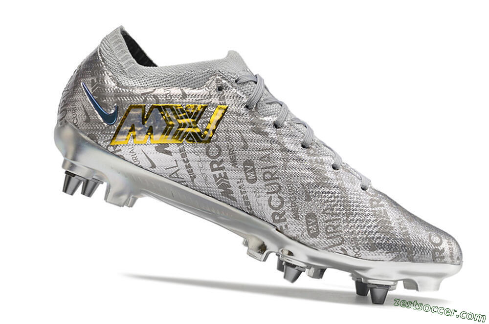 Nike Air Zoom Mercurial Vapor 15 Elite SG Low-Tops Soccer Cleats - Silver/Gold 4