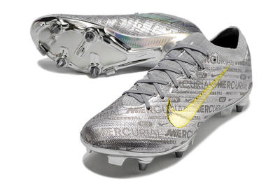 Nike Air Zoom Mercurial Vapor 15 Elite SG Low-Tops Soccer Cleats - Silver/Gold