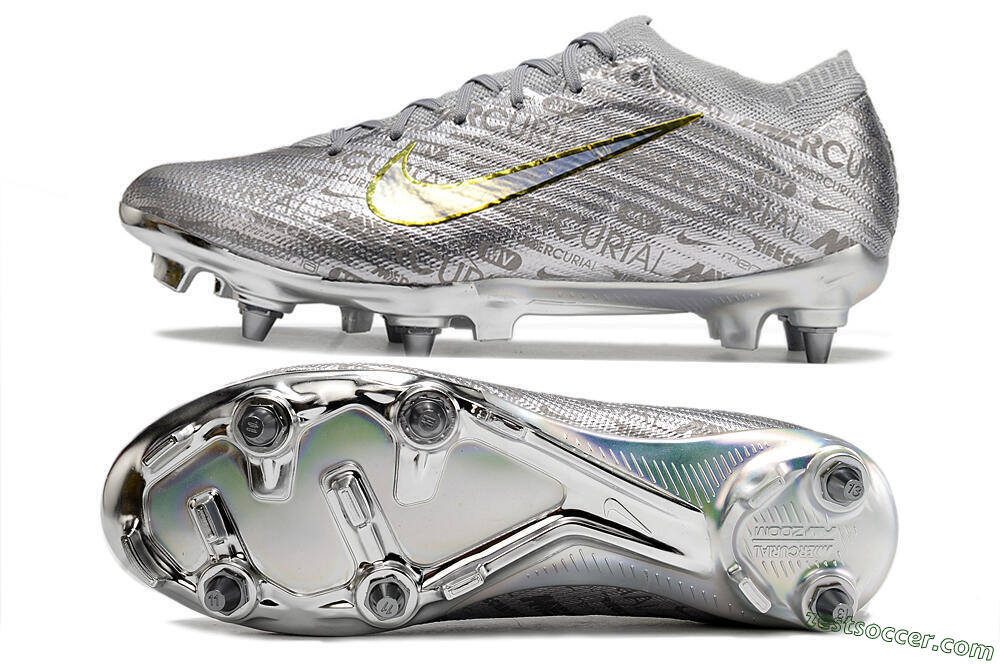 Nike Air Zoom Mercurial Vapor 15 Elite SG Low-Tops Soccer Cleats - Silver/Gold 1