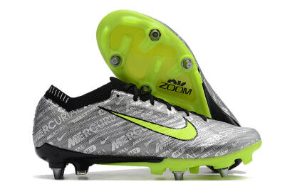 Nike Air Zoom Mercurial Vapor 15 Elite SG Low-Tops Soccer Cleats - Silver/Green/Black