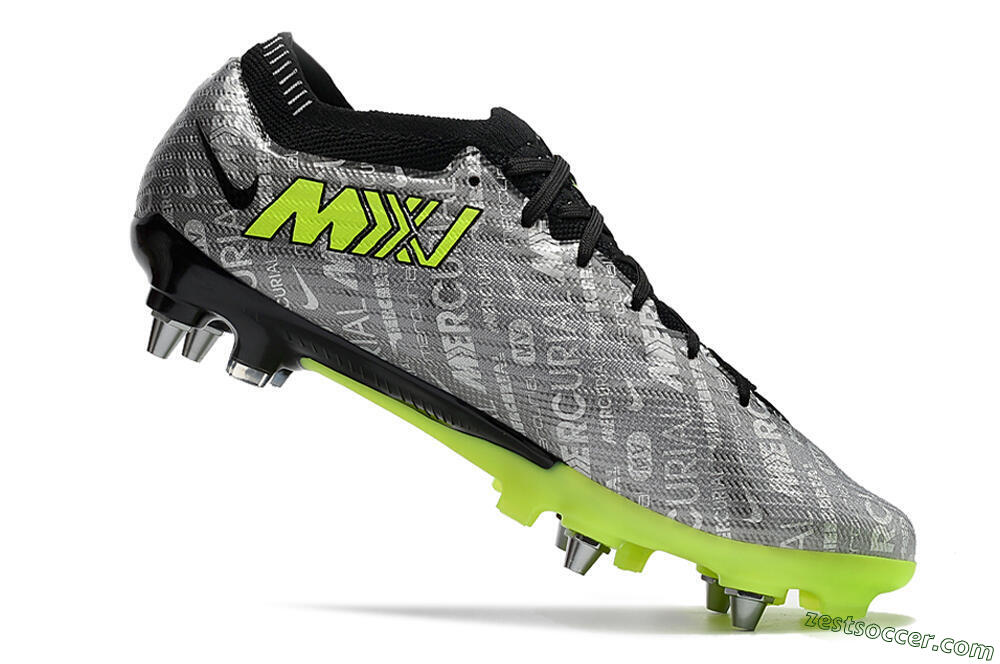 Nike Air Zoom Mercurial Vapor 15 Elite SG Low-Tops Soccer Cleats - Silver/Green/Black 4