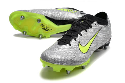 Nike Air Zoom Mercurial Vapor 15 Elite SG Low-Tops Soccer Cleats - Silver/Green/Black