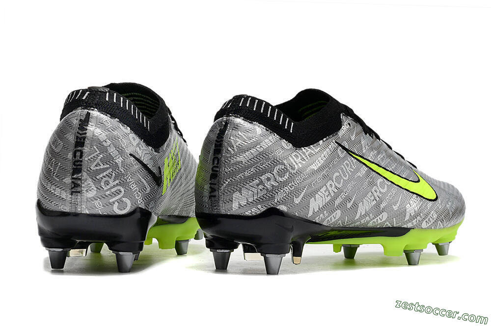 Nike Air Zoom Mercurial Vapor 15 Elite SG Low-Tops Soccer Cleats - Silver/Green/Black 6