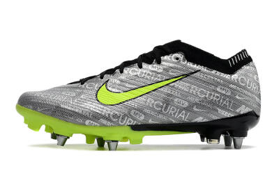 Nike Air Zoom Mercurial Vapor 15 Elite SG Low-Tops Soccer Cleats - Silver/Green/Black