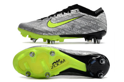 Nike Air Zoom Mercurial Vapor 15 Elite SG Low-Tops Soccer Cleats - Silver/Green/Black