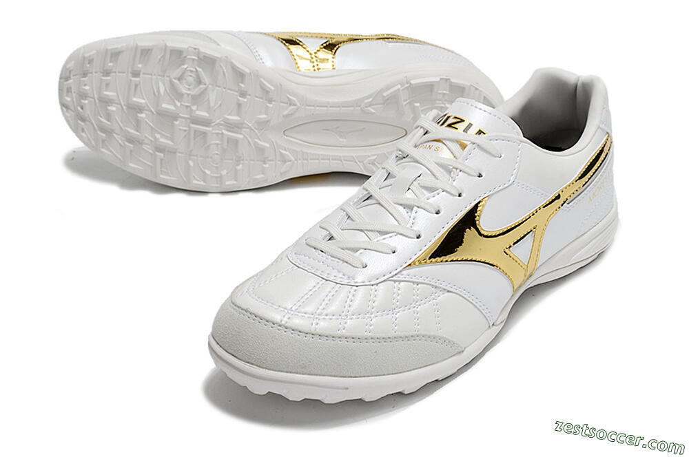 Mizuno Morelia Sala Japn TF Low-Tops Soccer Shoes - White/Gold 3