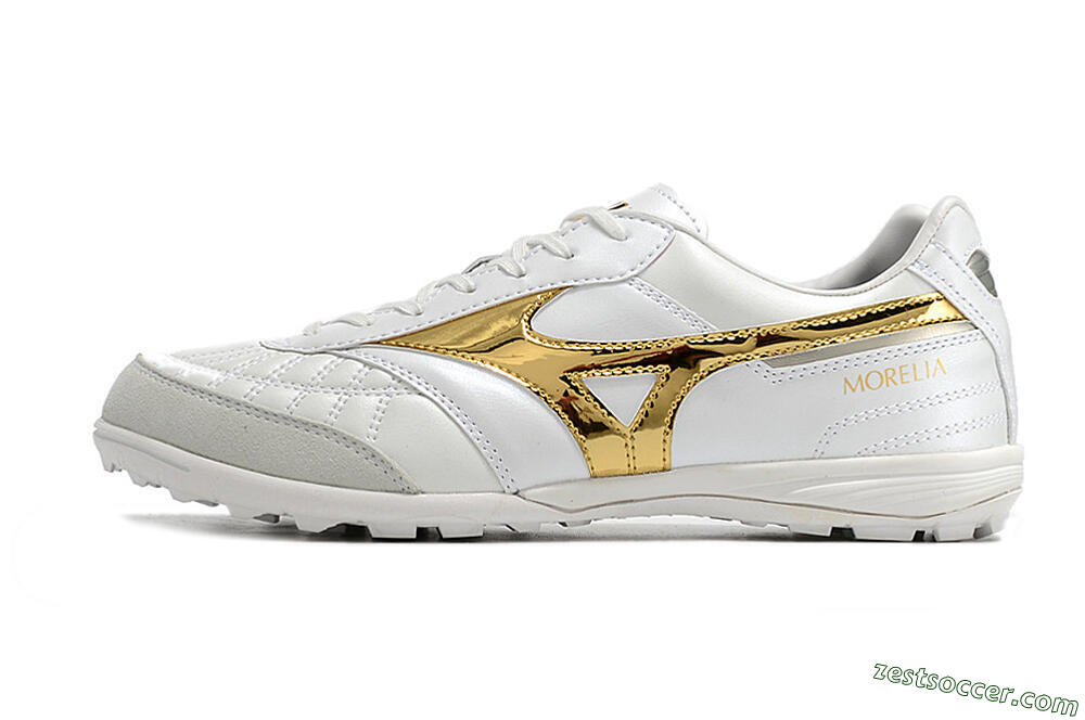 Mizuno Morelia Sala Japn TF Low-Tops Soccer Shoes - White/Gold 2