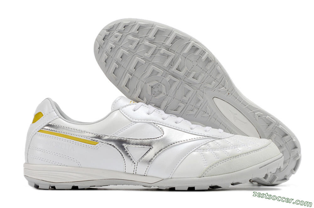 Mizuno Morelia Sala Japan TF Low-Tops Soccer Shoes - White/Silver/Yellow 0