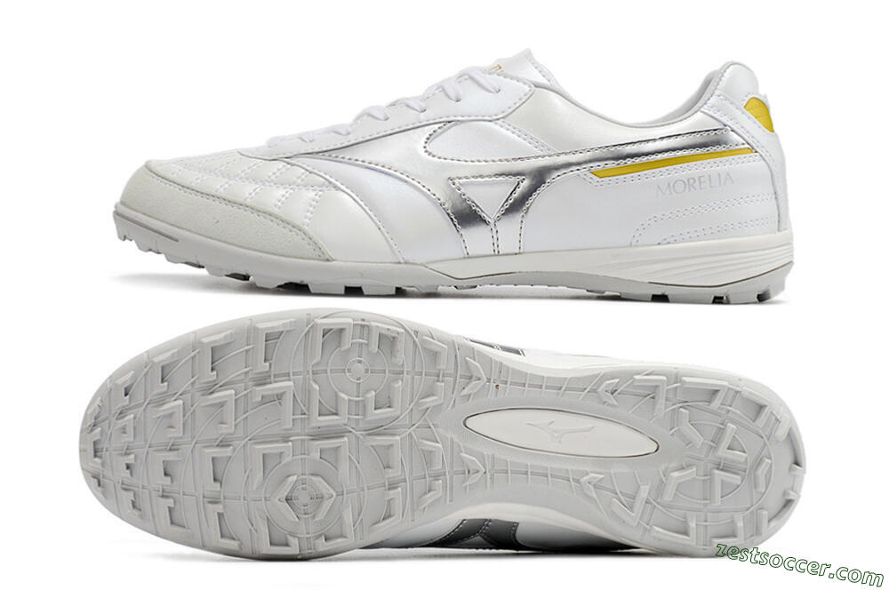Mizuno Morelia Sala Japan TF Low-Tops Soccer Shoes - White/Silver/Yellow 1