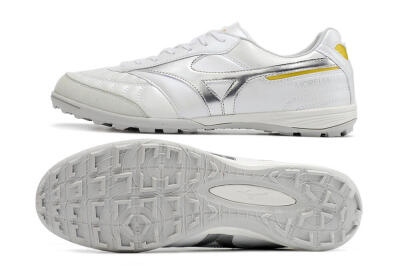 Mizuno Morelia Sala Japan TF Low-Tops Soccer Shoes - White/Silver/Yellow