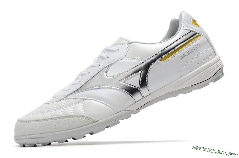 Mizuno Morelia Sala Japan TF Low-Tops Soccer Shoes - White/Silver/Yellow 4
