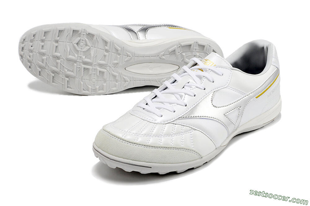 Mizuno Morelia Sala Japan TF Low-Tops Soccer Shoes - White/Silver/Yellow 3